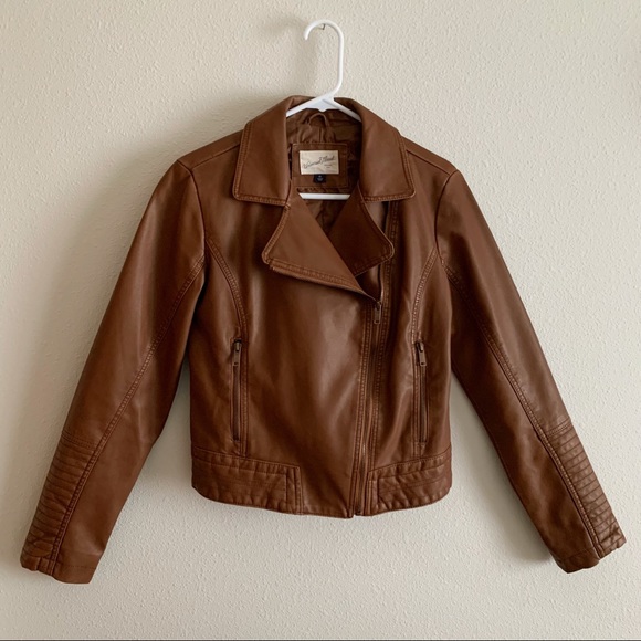 Universal Thread Faux Brown Leather Jacket - Picture 1 of 4